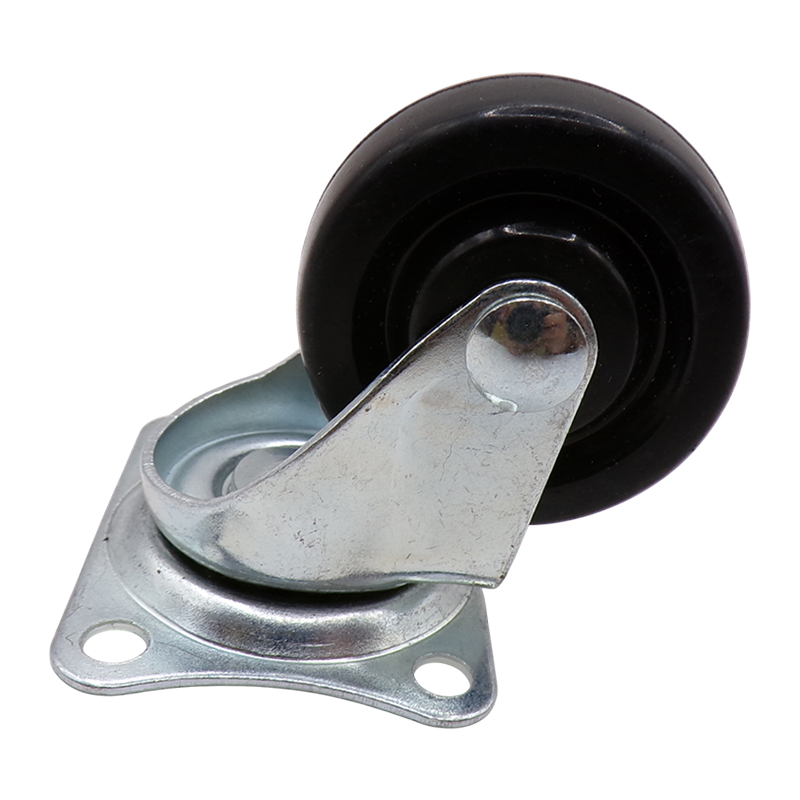 CASTER WHEEL BLACK RUBBER PLATE SWV WOB 50MM