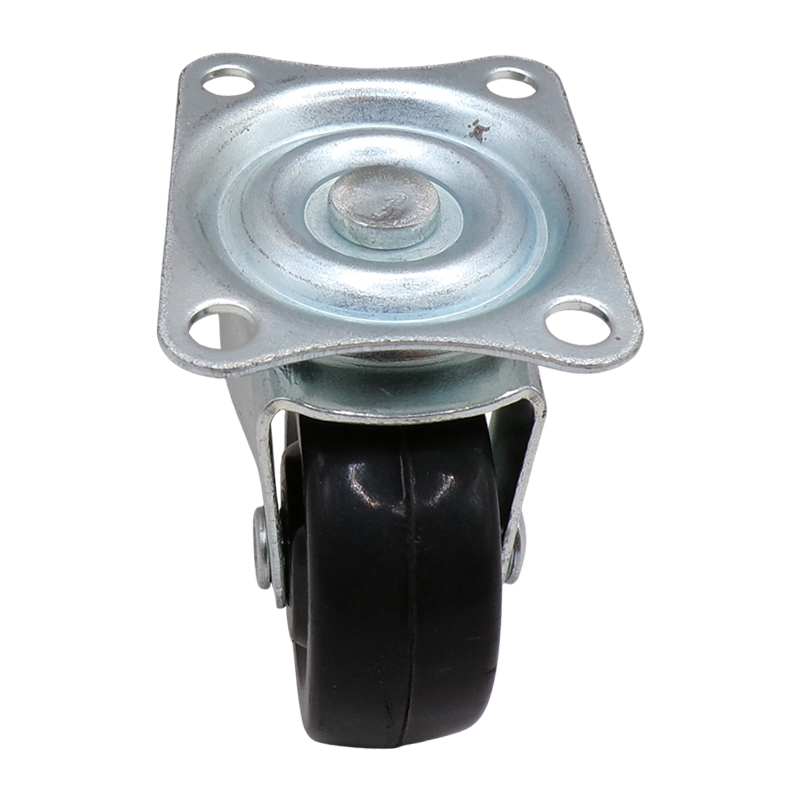 CASTER WHEEL BLACK RUBBER PLATE SWV WOB 50MM
