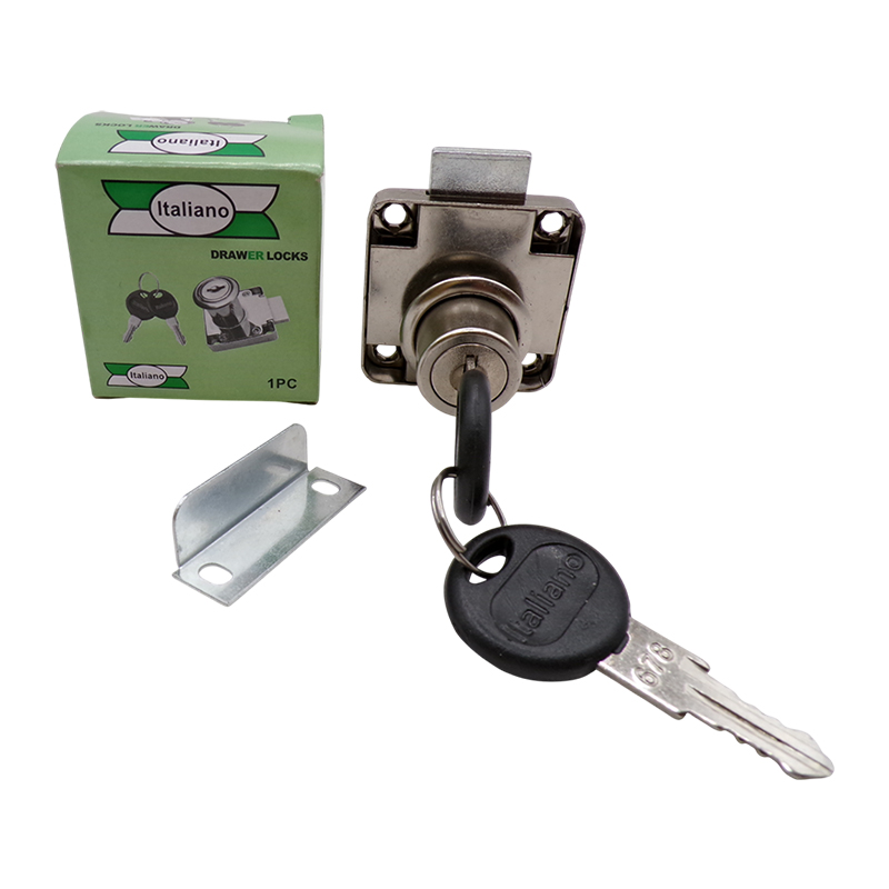 DRAWER LOCK CHROME WITH PLASTIC KEY 38MM